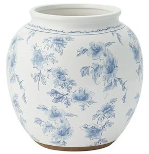 lot 13180 image: My Texas House 8 Blue Floral Round Ceramic Vase
