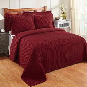 lot 13181 image: Better Trends Jullian Stripe Design 100% Cotton for All Ages Queen Bedspread - Burgundy