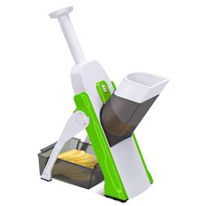 lot 13183 image: Masthome 5 in 1 Vegetable Chopper, Safe Mandoline Slicer,Professional Vegetable Slicer, Julienne&Dicer for Vegetables,Potato Slicer,Thickness Adjustable 0.1-8 mm Artifact Fast Meal Prep(Green)