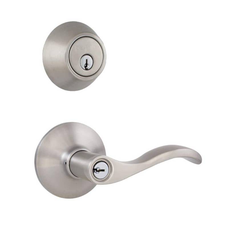 lot 9921 image: Naples Satin Nickel Combo Pack with Single Cylinder Deadbolt