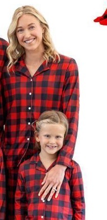lot 9592 image: Christmas Pajamas Button Down Red Buffalo Plaid Womens Size XL