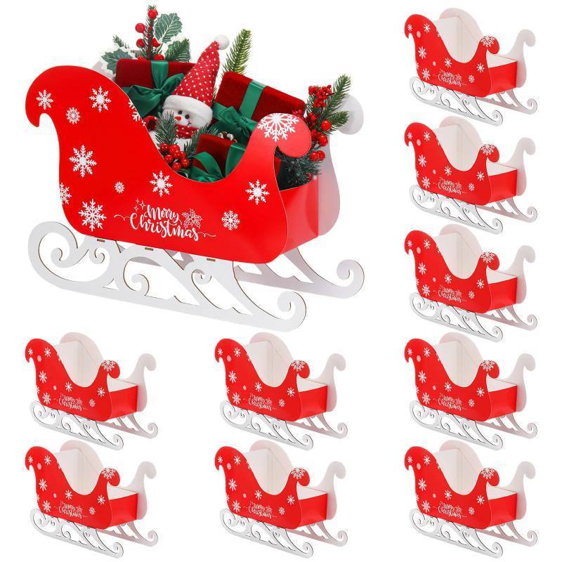 lot 4670 image: 10 Sets- 15.8 Large Christmas Sleigh Basket Gifts Bulk DIY Wooden Santa Sled
