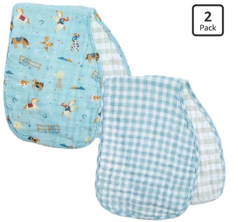 lot 9989 image: Stephen Joseph, Muslin Baby Burp Cloths, 2-Pack 100% Cotton