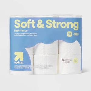 lot 6607 image: Soft & Strong Toilet Paper - 18 Rolls - up&up No Fragrance Added, Mega Size, 380 Sheets Per Roll