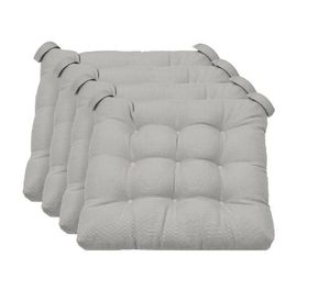lot 6642 image: Mainstays Textured Chair Seat Pad (Chair Cushion), Silver Color, 4-Piece Set, 15.5 x 16