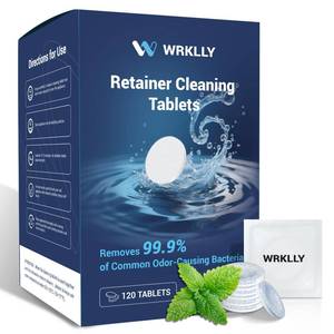 lot 7170 image: Retainer Cleaner Tablets (120 pcs), Denture Cleaning Tablets for Invisalign, Night Mouth Guard for Aligners, Remove Odors Stains and Plaque, Quick Cleanser, Mint Fresh Flavor, 4 Month Supply BEST BY 7232028