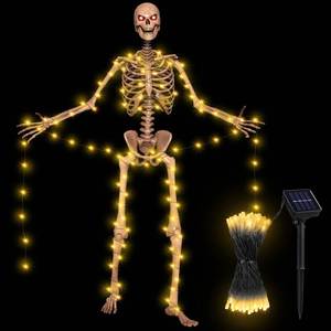 lot 7177 image: 2 Count of VIHOSE 12ft Skeleton Accessories Skeleton Solar String Lights 32.81 ft 100led Outdoor Waterproof Auto OnOff with 8 Modes Solar Twinkle Lights for 12 ft Skeleton Decor(Warm Color)