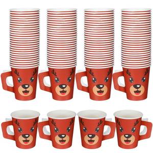 lot 7198 image: 100 Pcs Christmas Disposable Cups with Handles 9 oz