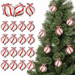lot 7214 image: 24 Pcs Peppermint Candy Ornament Set 4 Inches