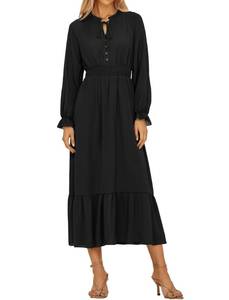lot 7754 image: Womens Black Casual Boho Midi Dress Size M