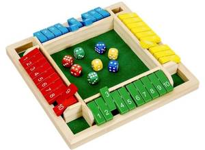 lot 13210 image: 1-4 Players Shut The Box Dice Game, 10 Numbers Traditional Wooden Pub Bar Board Game, Family Classics Tabletop Version Games
