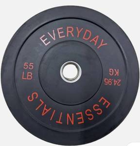 lot 13223 image: Everyday Essentials Olympic Bumper Plate Weight Plate w Steel Hub, 55 lbs