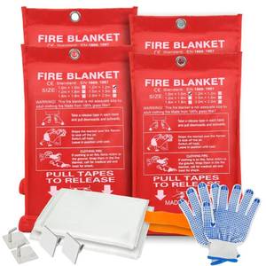 lot 13237 image: Staizhip Home Safety Emergency Fire Blankets, (47.2  47.239.3  39.3 Two Mix Size) 4PACK Fire Blanket for Kitchen, Fireproof Fiberglass Fire Safety Blanket, Camping, Grill, Car, Warehouse