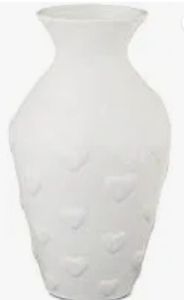 lot 16986 image: My Texas House Ceramic Valentines Day Heart Vase - White