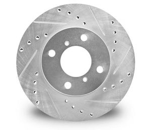 lot 16991 image: PACK OF 2-Brake Rotor - Drilled and Slotted - Silver 631-07000L - Retail $118