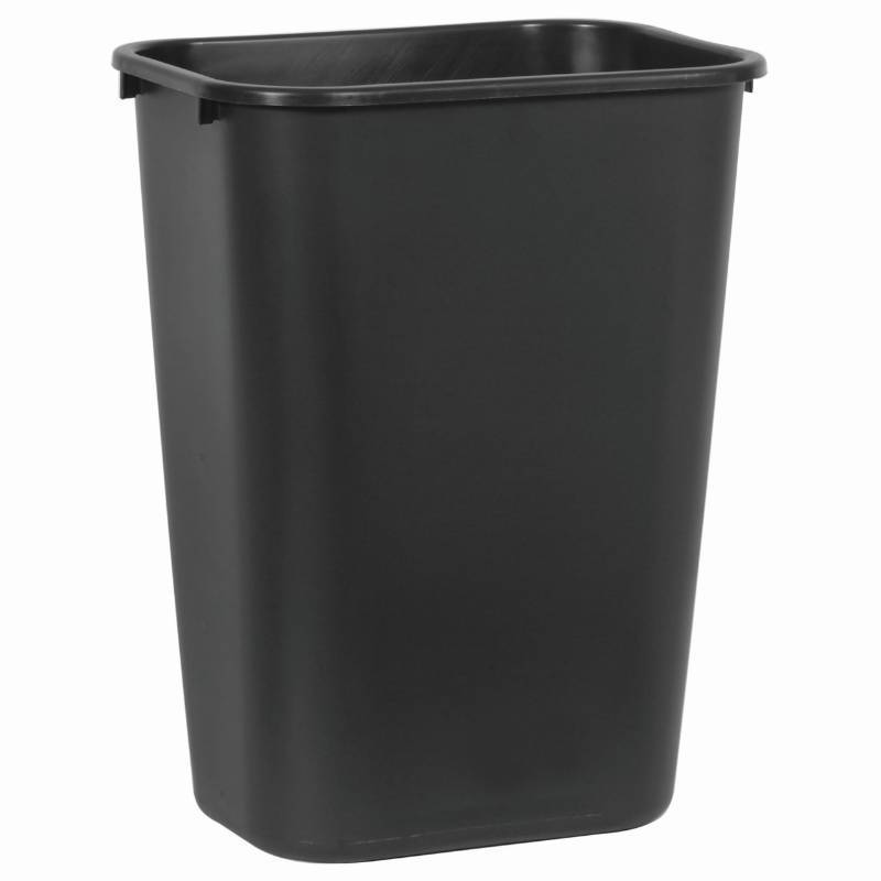 lot 2752 image: Rubbermaid Commercial Wastebasket Trash Container, 41QT10.25 GAL, Plastic, Black