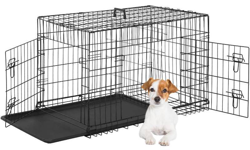 lot 1508 image: Dog Crate for Small Dogs 24 Inch Folding Metal, Black