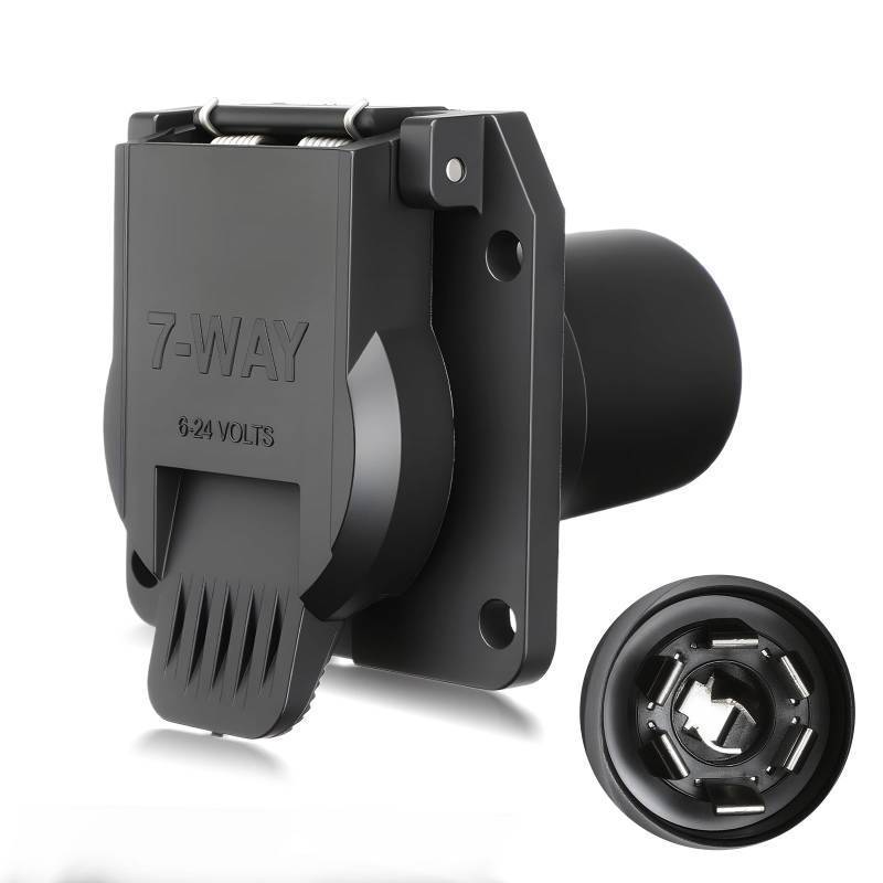 lot 10284 image: ISINLASSO USCAR to 7 Way Trailer Plug Adapter, Heavy Duty Waterproof Trailer Connector with Spring-Loaded Cover & Twist Lock Design, Fits Trucks, SUVs, RVs with USCAR Tow Harness