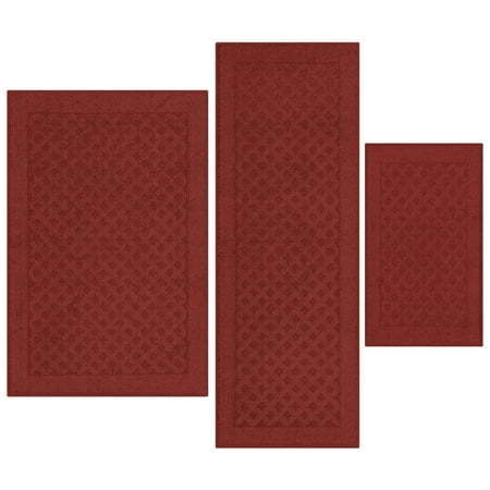 lot 6094 image: Mainstays Dylan Solid Diamond Olefin Red Indoor Rug Set  3-Piece Accent Rug Set - Retail $88