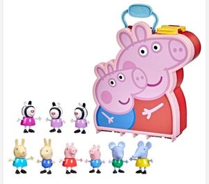 lot 1554 image: Peppa Pig Peppas Adventures Carry-Along Brothers & Sisters Preschool Toy 9 Figures  Ages 3