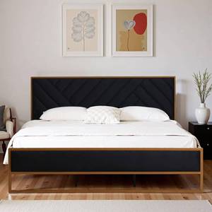 lot 6650 image: Tufted Upholstered Platform Bed Frame with Adjustable Height Headboard Mattress Foundation with Strong Wood Slat Support No Box Spring Needed Easy Assemble Dark Grey Queen - Retail $135