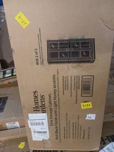 lot 6651 image: Mainstays Glass Door Storage Cabinet Bookcase, Black Finish - Retail $108