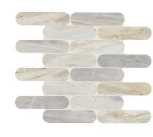lot 6699 image: Angora Ellipse 12 in. x 12 in. Polished Marble Mesh-Mounted Mosaic Floor and Wall Tile (9.6 sq. ft. Case)