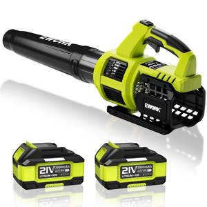 lot 7249 image: EWORK Leaf Blower Cordless with Battery and Charger, 21V-550CFM High Power, Lightweight Handheld Electric Blower, Powerful Blower for Lawn Care, Patio, Leaves & Dust, Green