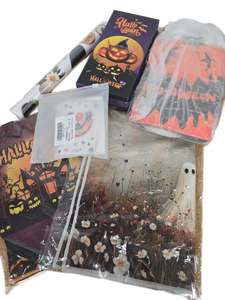 lot 7807 image: Halloween Bundle Packs- Bags, Cards, Stickers, a Lanyard, and Towel