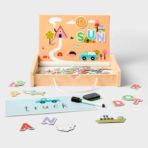 lot 13331 image: Magnetic Easel & Letters Set - 136pc - Gigglescape Educational Toddler Activity, Letter Magnets, Creativity Focus
