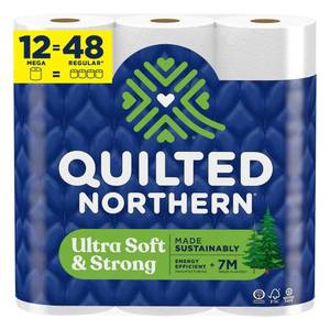 lot 15844 image: Quilted Northern 6017589 415.47 sq ft. White Ultra Soft & Strong Toilet Paper 12 Rolls - 328 Sheet