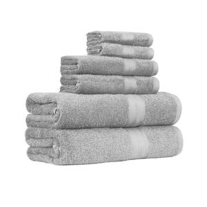 lot 7270 image: Amazon Basics 6-Piece Fade-Resistant 100% Cotton Towel Set for Bathroom, 2 Bath Towels, 2 Hand Towels, 2 Washcloths, Gray