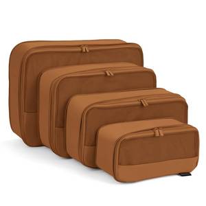 lot 7271 image: 4 Piece Compression Packing Cubes for Suitcases and Backpack, Lightweight Travel Organizers (Light Brown, 4 Pack)