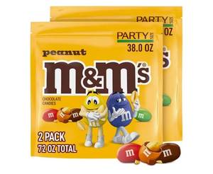 lot 13306 image: (Best by February 2026) M&MS Peanut Milk Chocolate Candy, Chocolate Candy Bulk, Party Size 38 oz Bag (Pack of 2)