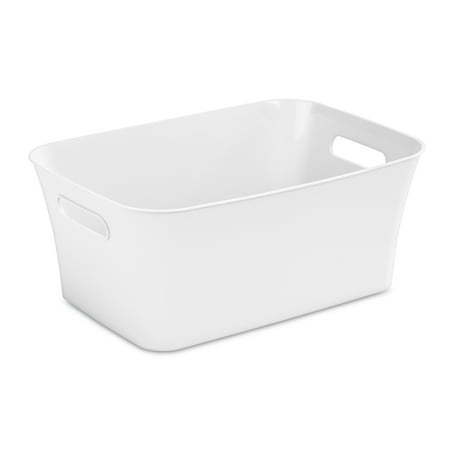 lot 6131 image: Mainstays Medium Plastic Storage Bin- White