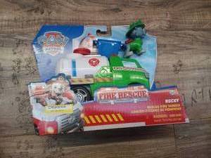 lot 6721 image: PAW Patrol Fire Rescue Rocky Rescue Fire Tanker Figure & Grab Claw