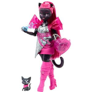 lot 6727 image: Monster High Catty Noir Fashion Doll with Pet Cat Amulette and Backpack  Music Book  Accessories