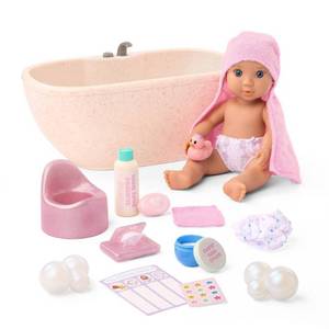 lot 6752 image: Our Generation Baby Doll Lacy & Bathtime Set Bathtub with Real Water Sounds, Potty & Accessories