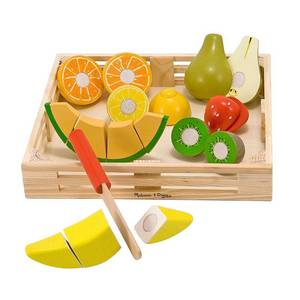 lot 6770 image: Melissa & Doug Cutting Fruit Set - Wooden Play Food Kitchen Accessory Pretend Kitchen Wooden Toy Set, 17 Pieces