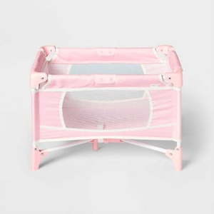 lot 6810 image: Pink Dot Folding Doll Crib for 14 -16  Dolls - Gigglescape-