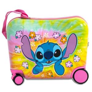 lot 6814 image: Disney Stitch Checked Hardside Ride on Luggage - Stitch