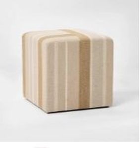 lot 6818 image: Lynwood Square Upholstered Cube Ottoman - Threshold with Studio McGee - Retail $76