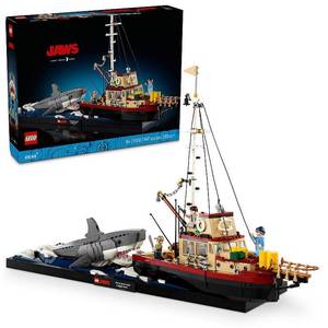 lot 6819 image: LEGO Ideas Jaws Set - Diorama Kit for Fans of the Movie - Shark Toy with Boat and 3 Minifigures - 21350 - Retail $150