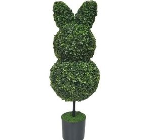 lot 6870 image: Boxwood Bunny Topiary, Green, 35, by My Texas House