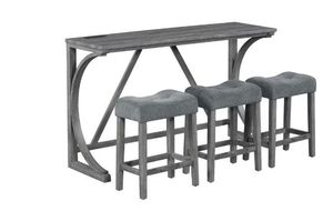 lot 6880 image: Bar Table Set with Power Outlet, Bar Table and Chairs Set, 4 Piece Dining Table Set, Industrial Breakfast Table Set, for Living Room, Dining Room, Game Room - Retail $208