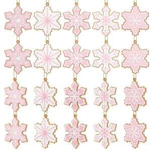 lot 13365 image: 40 Pcs Christmas Gingerbread Snowflake Ornaments Mini Tree Hanging Decorations
