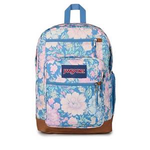 lot 6893 image: JanSport Cool Student 17.5 Backpack - Floral Blue High School Structured Bag - Retail $60