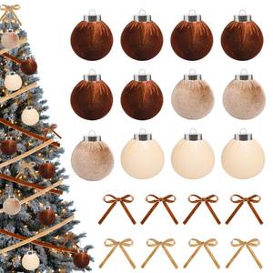 lot 7303 image: 36Pcs Velvet Christmas Balls Ornaments and Ribbon Bows 2.4 Inch