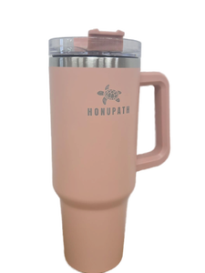 lot 7317 image: Honupath 32oz Insulated Tumbler with Handle - Pink