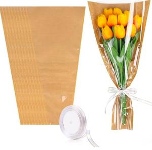 lot 7320 image: 100Pcs Flower Wrapping Bags Kraft Paper Flower Sleeves 9.8 x 17.9 inch